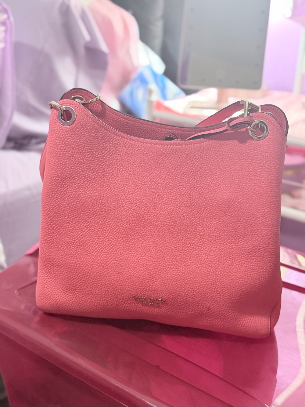 kate spade Pink Pebbled Leather Shoulder Bag